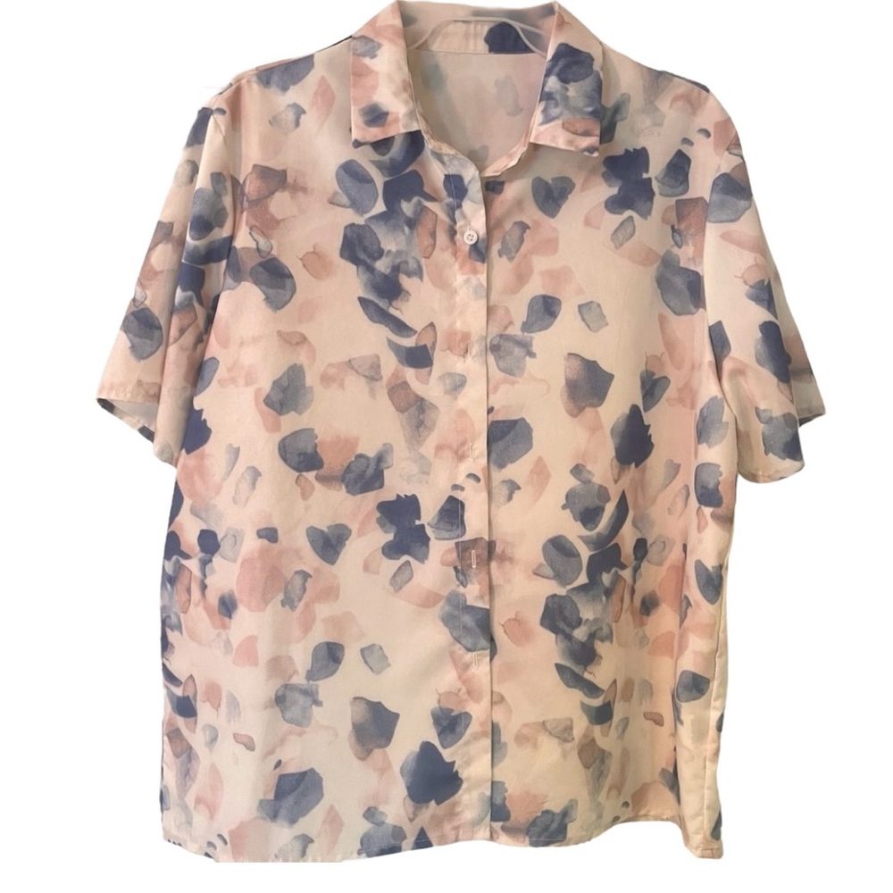 SHEIN Women’s Floral Pattern Collared Button-Down Short Sleeve Shirt/Blouse
